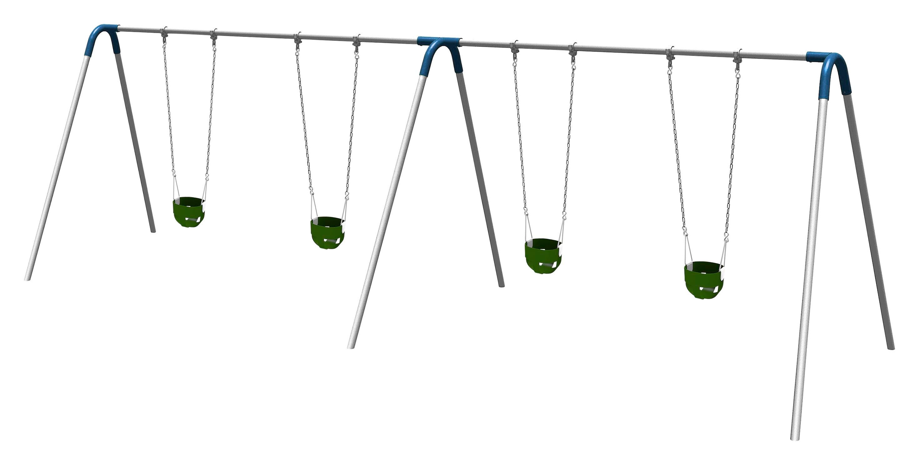 UltraPlay Bipod Double Bay Swing With Galvanized Frame, 2 Strap Seats -2 Tot Seats, Blue Yoke Connectors, 198 x 96 x 96 inches, Item Number 1478662